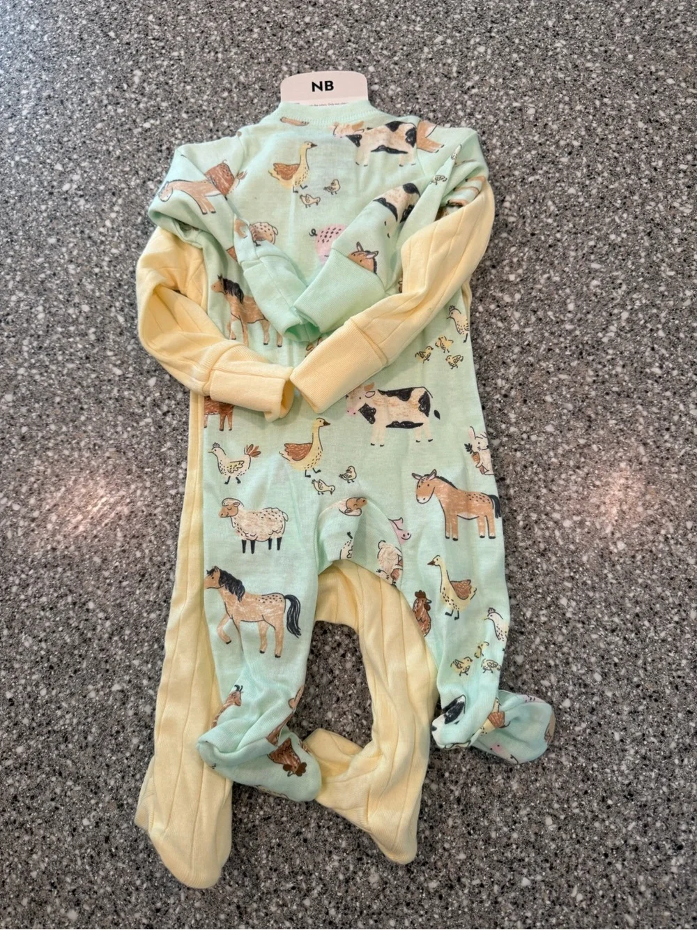 Newborn Yellow Ribbed Footed One-Piece Sleepwear
